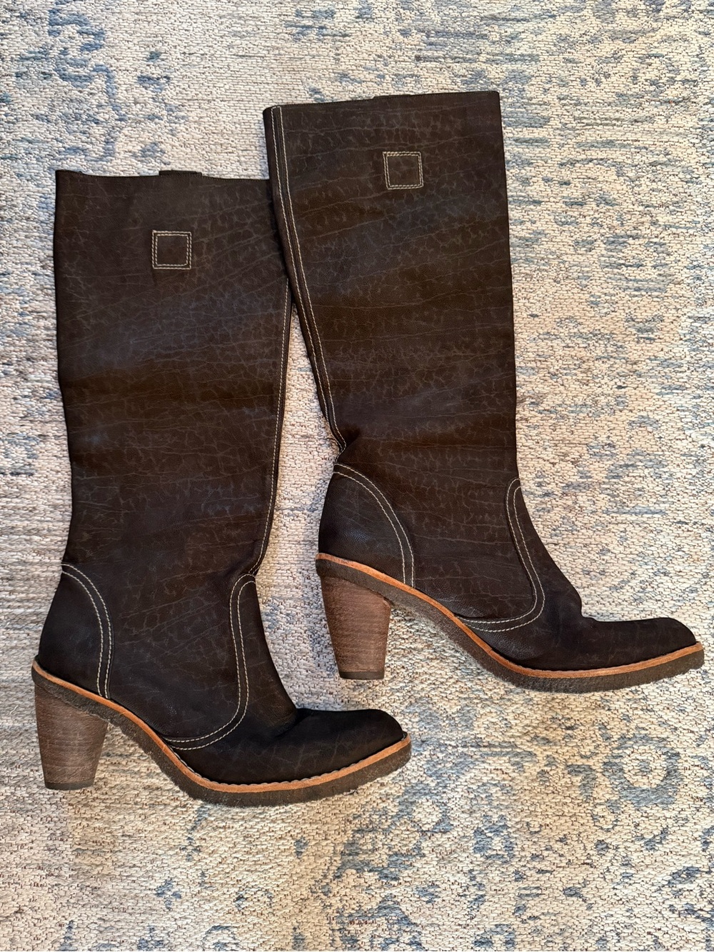 Stuart Weitzman Dark Brown Suede Western Pull-On Boots 9.5